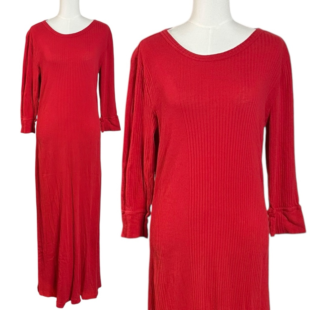 Free People Vance Maxi Dress in Talking Roses Red Size XL Minimalist Cotton - Picture 6 of 11
